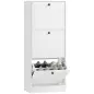 Zapatero con 3 Puertas Abatibles Estantes Ajustables y Diseño Compacto 47x28x115 cm Blanco Veteado