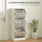 Zapatero con 3 Puertas Abatibles Estantes Ajustables y Diseño Compacto 47x28x115 cm Blanco Veteado