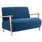 Sofá de 2 Plazas Tapizado en Borreguito 118 cm con Acolchado Grueso Reposabrazos y Patas de Madera Azul Oscuro