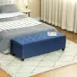 Banco de Almacenamiento Puff de Almacenaje Taburete Tapizado en Lino con Tapa Abatible para Entrada 125x49x41,5 cm Azul