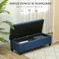 Banco de Almacenamiento Puff de Almacenaje Taburete Tapizado en Lino con Tapa Abatible para Entrada 125x49x41,5 cm Azul