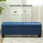 Banco de Almacenamiento Puff de Almacenaje Taburete Tapizado en Lino con Tapa Abatible para Entrada 125x49x41,5 cm Azul