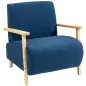 Sillón Nórdico de Borreguito Acolchado Grueso y Patas de Madera Asiento Amplio para Salón Dormitorio 74,5x76x78 cm Azul