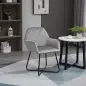 Sillón de Salón Tapizado en Terciopelo con Asiento Acolchado Base Metálica Cruzada Gris