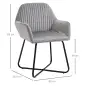 Sillón de Salón Tapizado en Terciopelo con Asiento Acolchado Base Metálica Cruzada Gris