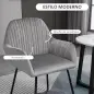 Sillón de Salón Tapizado en Terciopelo con Asiento Acolchado Base Metálica Cruzada Gris