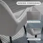 Sillón de Salón Tapizado en Terciopelo con Asiento Acolchado Base Metálica Cruzada Gris