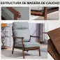 Sillón de Salón Tapizado en PU con Marco de Madera Cojines Acolchados Gruesos Gris y Madera Nogal
