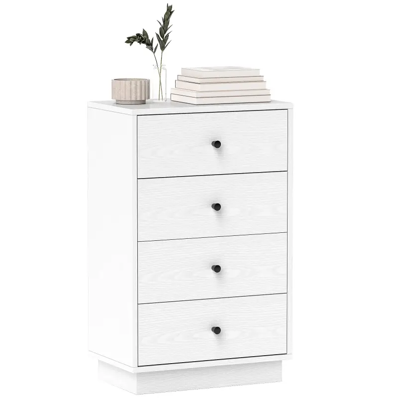 Cómoda para Dormitorio Moderna de 4 Cajones Cajonera Estrecha para Salón Pasillo 47x29x75 cm Blanco