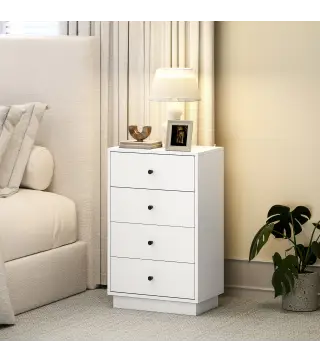 Cómoda para Dormitorio Moderna de 4 Cajones Cajonera Estrecha para Salón Pasillo 47x29x75 cm Blanco