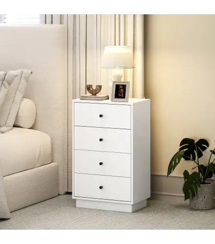Cómoda para Dormitorio Moderna de 4 Cajones Cajonera Estrecha para Salón Pasillo 47x29x75 cm Blanco