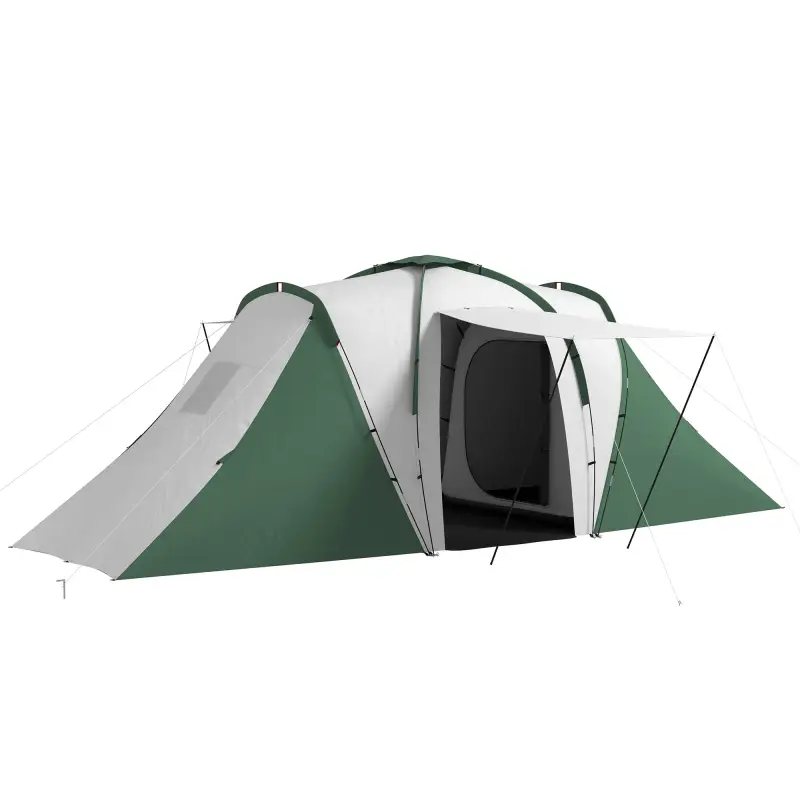 Tienda de Campaña para de 4-6 Personas con 2 Dormitorios Tienda de Camping Impermeable 3000 mm 555x225x190 cm Gris Verde
