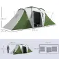 Tienda de Campaña para de 4-6 Personas con 2 Dormitorios Tienda de Camping Impermeable 3000 mm 555x225x190 cm Gris Verde