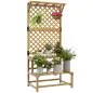 Soporte para Plantas de 2 Niveles con Celosía Enrejado con 2 Estantes de Madera para Jardín Terraza 75x50x166 cm Natural