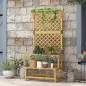 Soporte para Plantas de 2 Niveles con Celosía Enrejado con 2 Estantes de Madera para Jardín Terraza 75x50x166 cm Natural