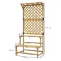 Soporte para Plantas de 2 Niveles con Celosía Enrejado con 2 Estantes de Madera para Jardín Terraza 75x50x166 cm Natural