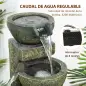 Fuente de Agua en Cascada de 4 Niveles 5W con Bomba de Agua y Salida de Agua Ajustable 25x24x60 cm Multicolor