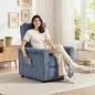 Sillón Relax Reclinable Manual Tapizado en Pana Instalación Rápida Reposapiés Acolchado Grueso Azul Oscuro