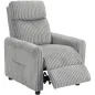 Sillón Relax Reclinable Manual Tapizado en Pana Instalación Rápida Reposapiés Acolchado Grueso Gris Claro