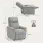 Sillón Relax Reclinable Manual Tapizado en Pana Instalación Rápida Reposapiés Acolchado Grueso Gris Claro