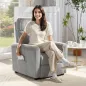 Sillón Relax Reclinable Manual Tapizado en Pana Instalación Rápida Reposapiés Acolchado Grueso Gris Claro