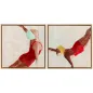 Cuadros en Lienzo Figuras Dinámicas a Mano 40x40 cm 2 Piezas Cuadros de Arte de Pared Enmarcados Rojo