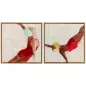 Cuadros en Lienzo Figuras Dinámicas a Mano 40x40 cm 2 Piezas Cuadros de Arte de Pared Enmarcados Rojo