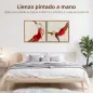 Cuadros en Lienzo Figuras Dinámicas a Mano 40x40 cm 2 Piezas Cuadros de Arte de Pared Enmarcados Rojo