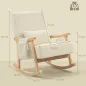 Silla Mecedora de Pana con Cojín Lumbar Patas y Reposabrazos de Madera de Caucho Bolsillo Estilo Moderno Beige