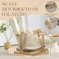 Silla Mecedora de Pana con Cojín Lumbar Patas y Reposabrazos de Madera de Caucho Bolsillo Estilo Moderno Beige