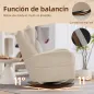 Silla Mecedora de Pana con Respaldo Alto Patas de Madera de Caucho Bolsillos Reposabrazos Estilo Moderno Beige