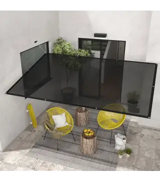 Toldo Vela de Sombra Rectangular 3x2 m Toldo de Jardín Protección Solar 65% Transpirable y Anticongelante Negro