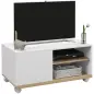 Mueble TV con Ruedas Mueble de Salón Mesa para Televisores de 42" con Puerta y 2 Estantes 80x45x39,5 cm Blanco