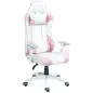 Silla Gamer con Cojín Lumbar Reposabrazos Ajustable Reposacabezas Extraíble y Altura Ajustable 67x60x120-128 cm Rosa