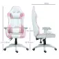Silla Gamer con Cojín Lumbar Reposabrazos Ajustable Reposacabezas Extraíble y Altura Ajustable 67x60x120-128 cm Rosa
