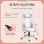 Silla Gamer con Cojín Lumbar Reposabrazos Ajustable Reposacabezas Extraíble y Altura Ajustable 67x60x120-128 cm Rosa