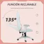 Silla Gamer con Cojín Lumbar Reposabrazos Ajustable Reposacabezas Extraíble y Altura Ajustable 67x60x120-128 cm Rosa