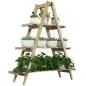 Soporte para Plantas Plegable de Madera Estantería para Macetas de 3 Niveles con Marco en A 100x36x112 cm Natural