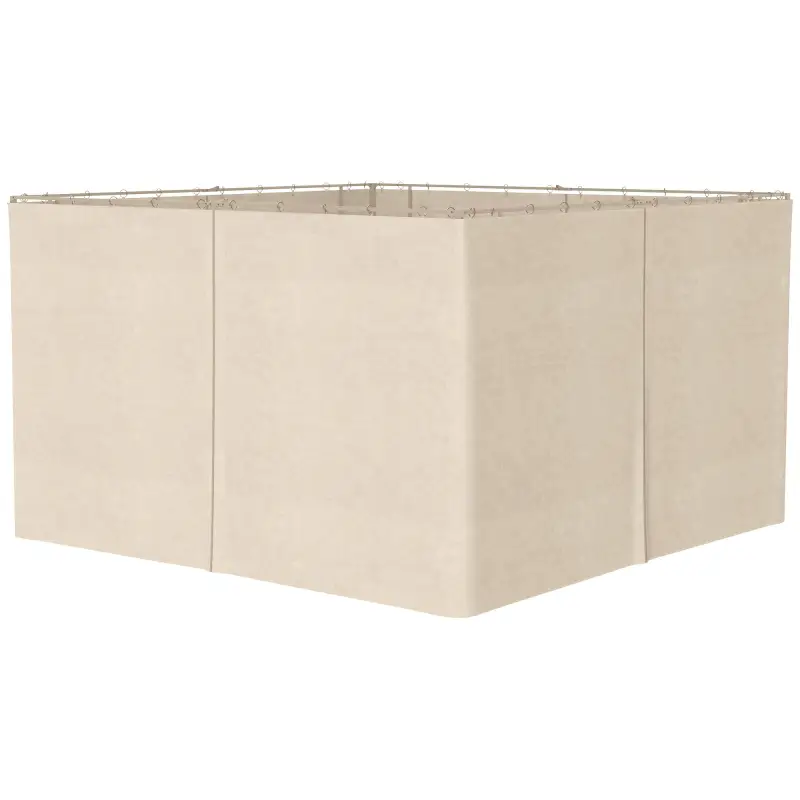 4 Paredes Laterales para Cenador 3,5x2 m con 48 Ganchos y Anillos en C para Pérgola Gazebo Beige