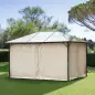 4 Paredes Laterales para Cenador 3,5x2 m con 48 Ganchos y Anillos en C para Pérgola Gazebo Beige