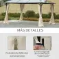 4 Paredes Laterales para Cenador 3,5x2 m con 48 Ganchos y Anillos en C para Pérgola Gazebo Beige