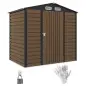 Caseta de Jardín 190x131x188 cm Cobertizo Metálico para Herramientas con 2 Ventilaciones y Puerta para Terraza Roble