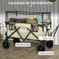 Carro Plegable 180 L con Longitud y Ángulo del Mango Ajustables y Paredes Laterales Extensibles Carga 120 kg Caqui
