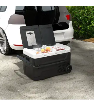 Nevera Portátil 40L con Doble Zona Refrigerador de Coche -20℃-20℃ 12/24V DC y 100-240V AC 80x47,5x46,6cm Negro