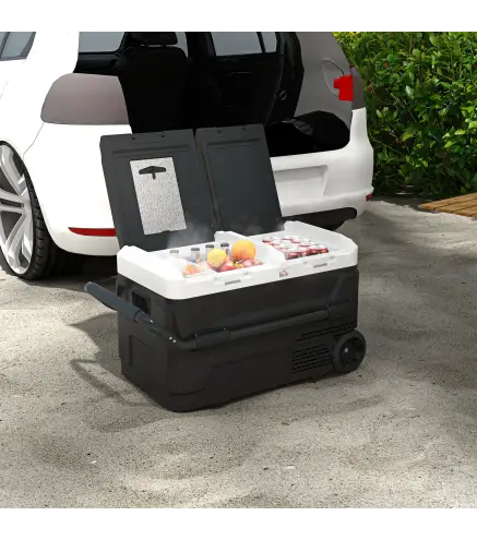 Nevera Portátil 40L con Doble Zona Refrigerador de Coche -20℃-20℃ 12/24V DC y 100-240V AC 80x47,5x46,6cm Negro