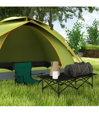 Mesa de Camping Plegable con Encimera Enrollable y Bolsa Mesa de Pícnic Portátil para Acampar 95x55x50cm Negro