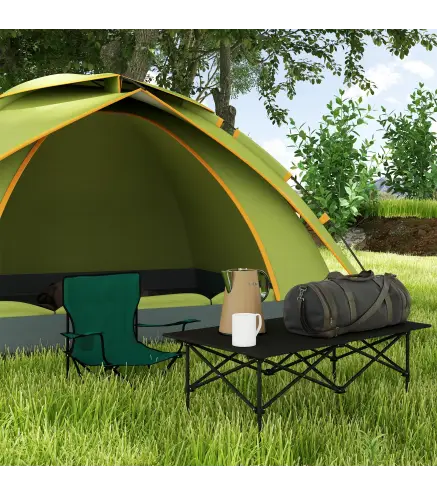 Mesa de Camping Plegable con Encimera Enrollable y Bolsa Mesa de Pícnic Portátil para Acampar 95x55x50cm Negro