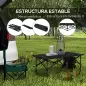 Mesa de Camping Plegable con Encimera Enrollable y Bolsa Mesa de Pícnic Portátil para Acampar 95x55x50cm Negro