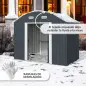 Caseta de Exterior Metálica 2,7 m² 238x132x198,5 cm con Base Estantes Ajustables 2 Puertas Corredizas y 2 Ventanas Gris
