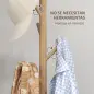 Perchero de Pie de Madera Forma de Árbol con 8 Ganchos para Colgar Ropa Bolsos en Pasillo Entrada 40x40x165 cm Natural